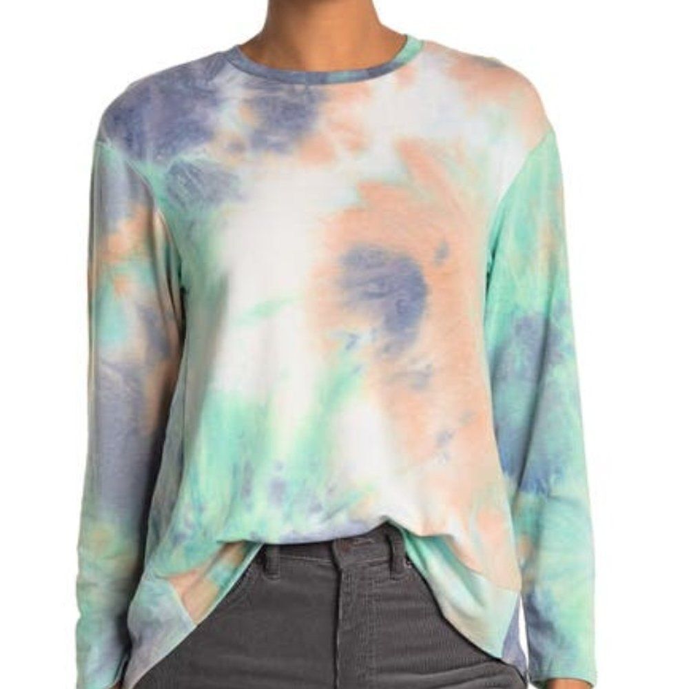 WHITE WILLOW Hi-Lo Tie-Dye Pullover Top Long Sleeve Lightweight NWT Size M Boho